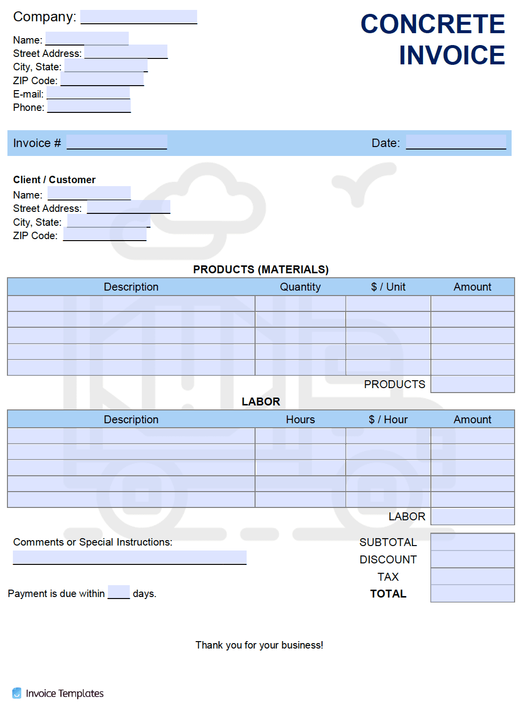 Independent Contractor (1099) Invoice Templates PDF WORD EXCEL