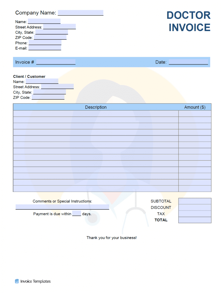 Medical Invoice Template | PDF | WORD | EXCEL