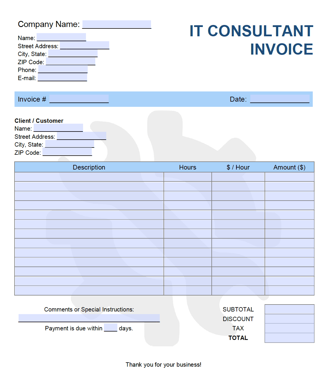 IT Invoice Template PDF WORD EXCEL