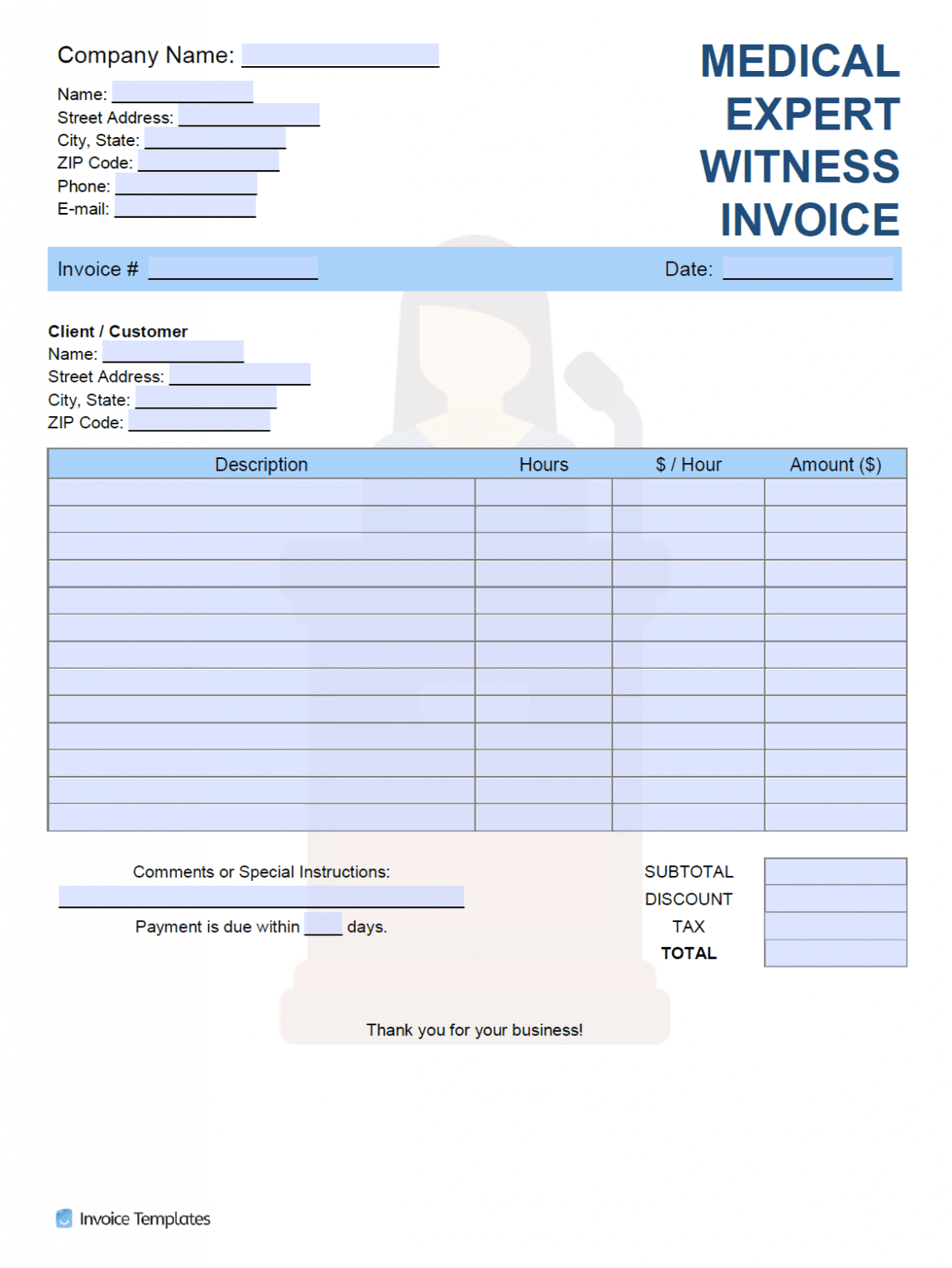 Medical Invoice Template PDF WORD EXCEL