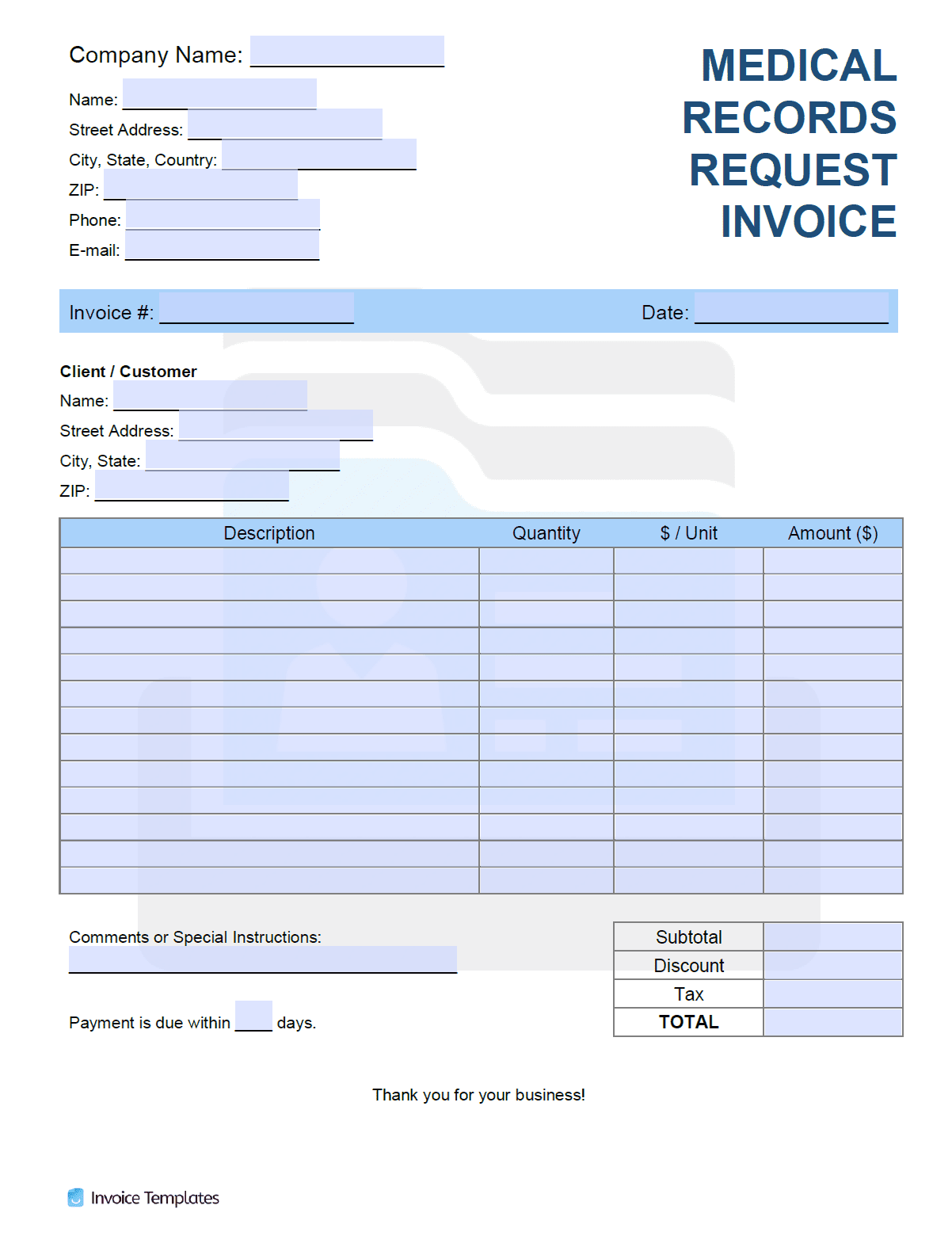 Medical Invoice Template Pdf Word Excel 2896