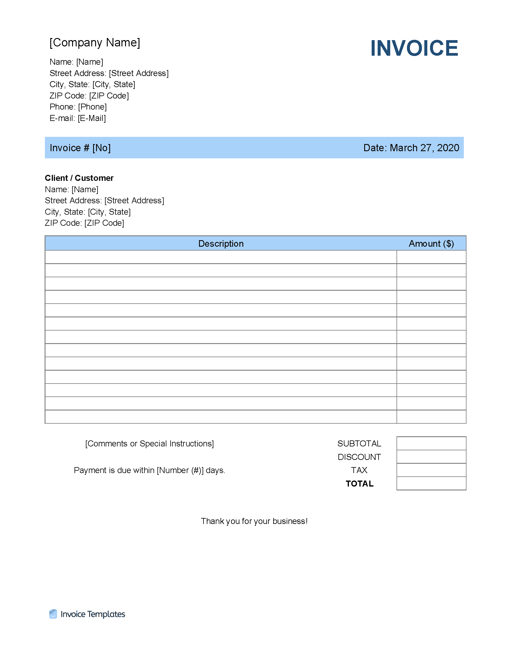 free invoice template pdf