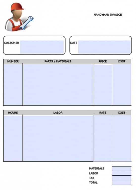 Handyman Invoice Template Word